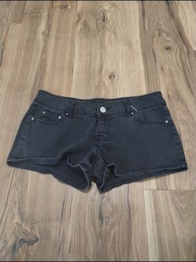 Black Low-Rise Denim Shorts